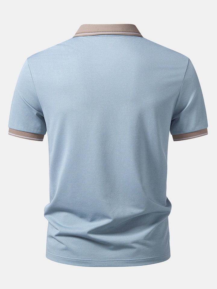 Contrast Trim Johnny Collar Polo