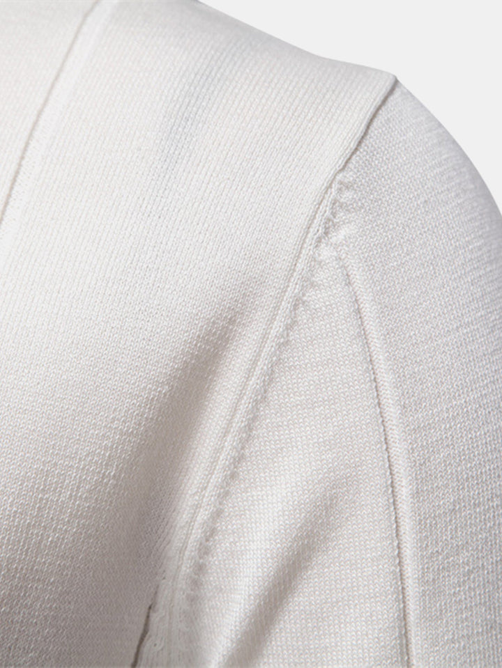 Contrast Trim Rits Gebreid Polo Shirt