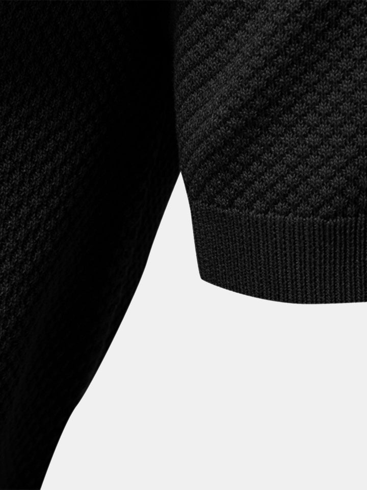 Ananasstructuur Gebreid V-hals Polo Shirt
