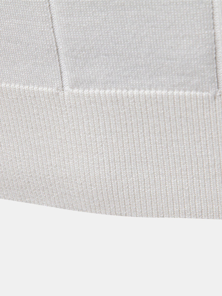 Contrast Trim Rits Gebreid Polo Shirt