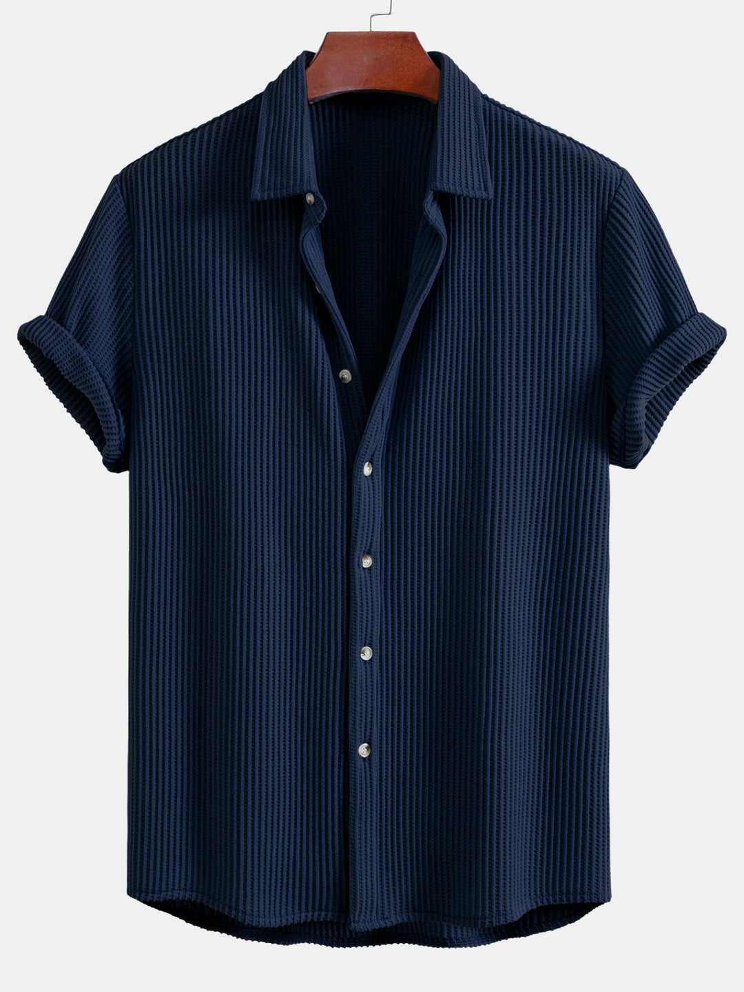 Wafel Knop-Up Shirt & Trekkoord Wafel Shorts