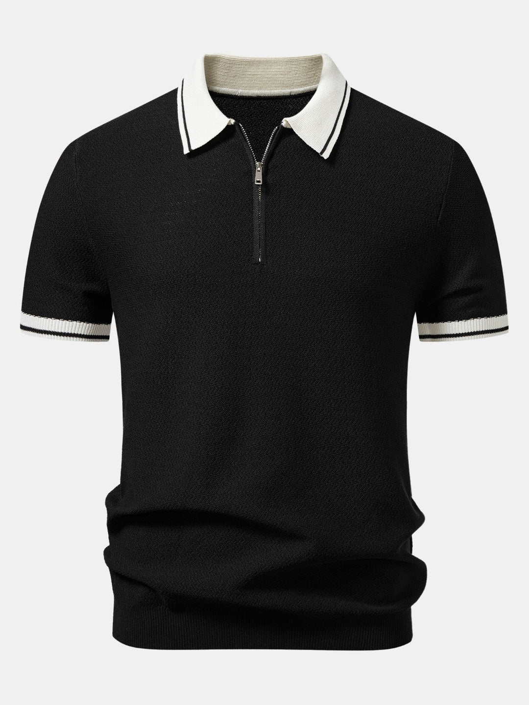 Contrast Zipper Knit Polo