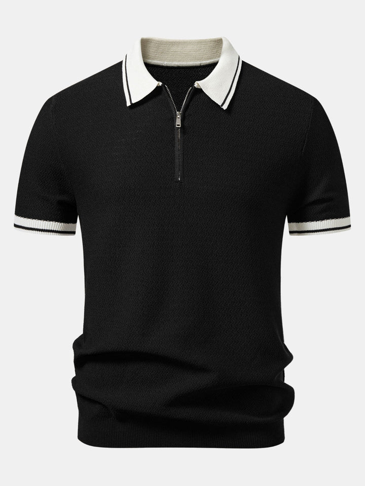 Contrast Zipper Knit Polo