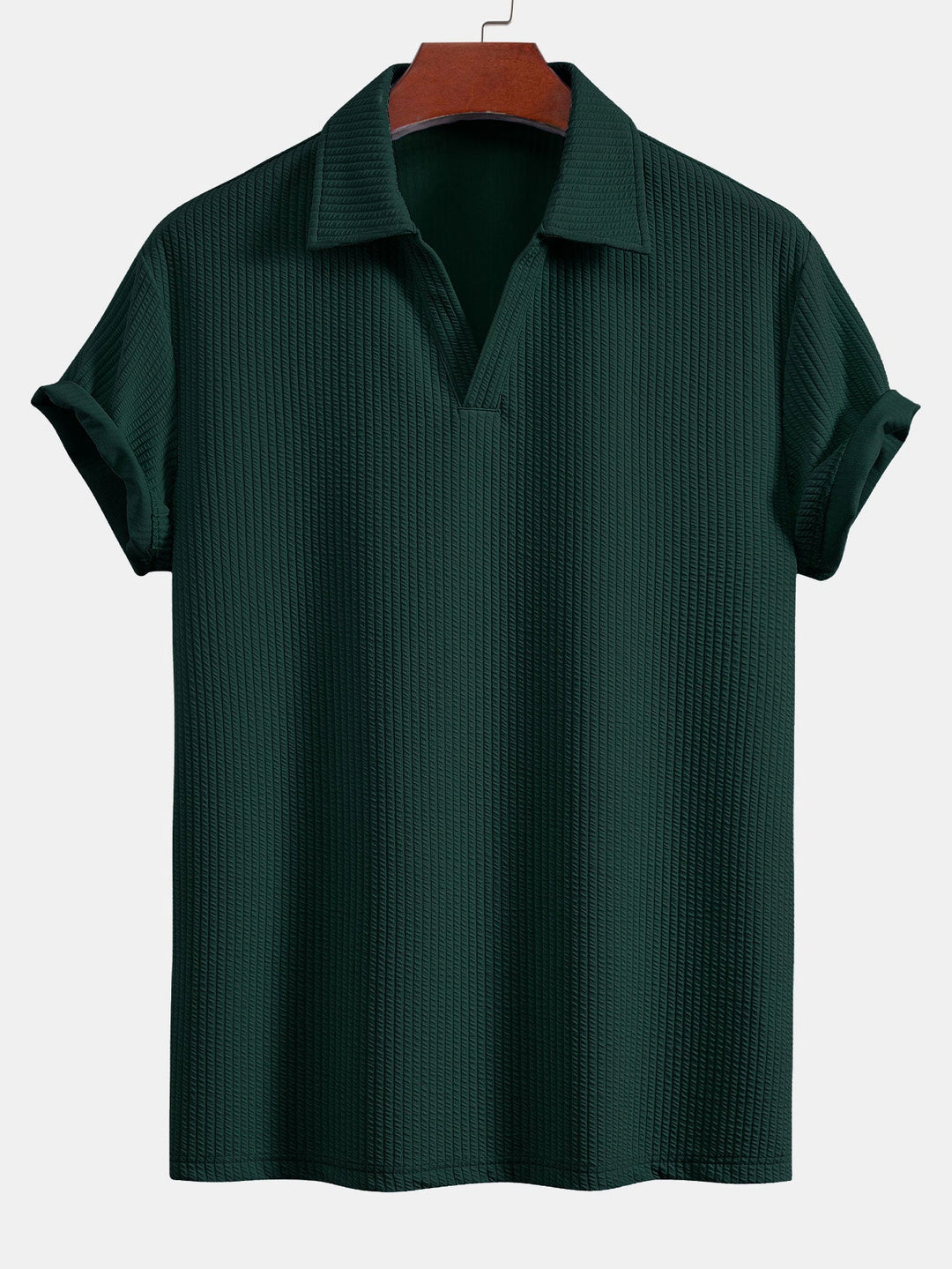 Korte Mouwen V-Hals Ribbel Polo & Rechte Ribbel Broek