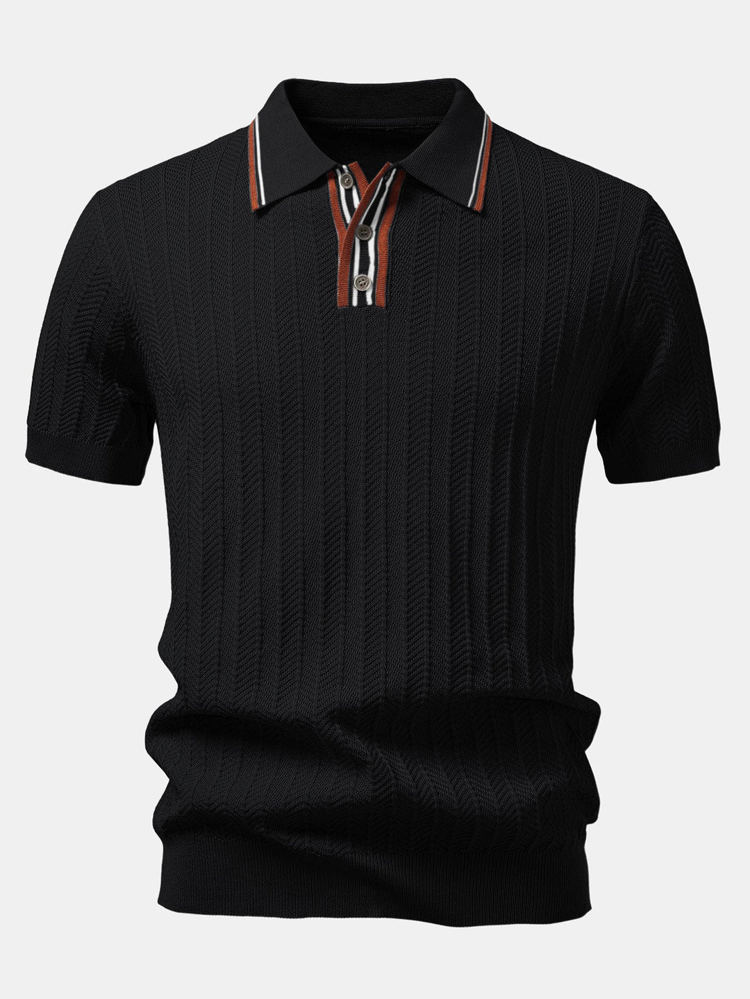 Contrast Textured Knit Polo