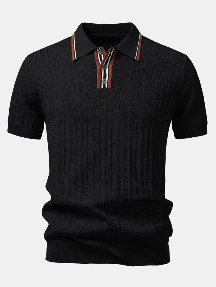 Contrast Textured Knit Polo