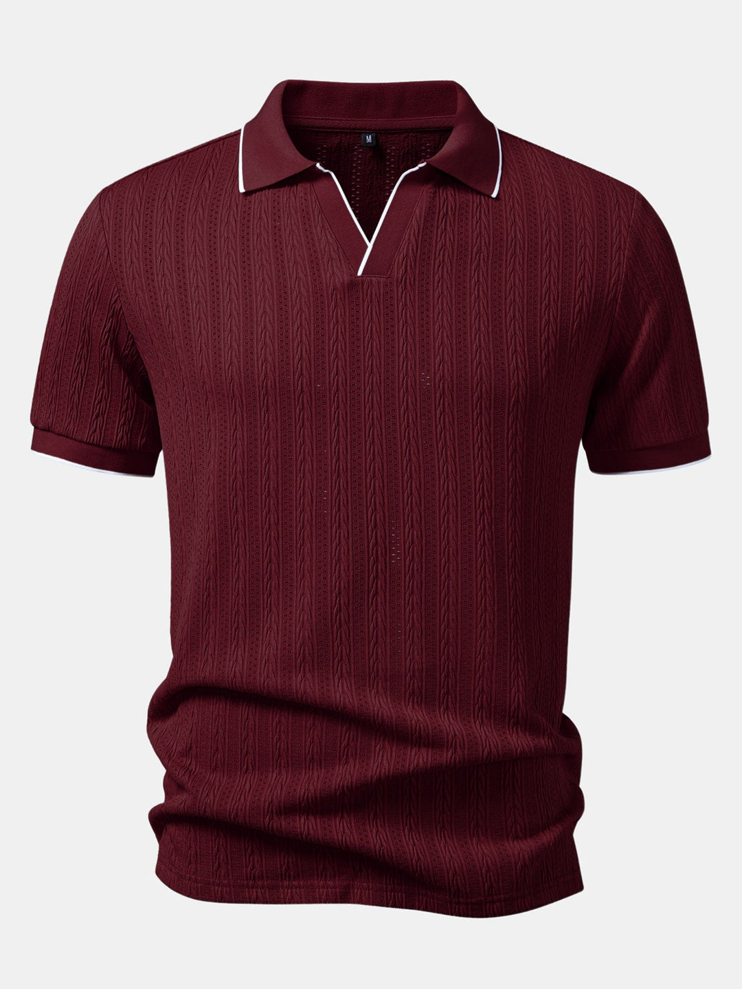 Geometric Jacquard Johnny Collar Polo & Slim Fit Tapered Trousers