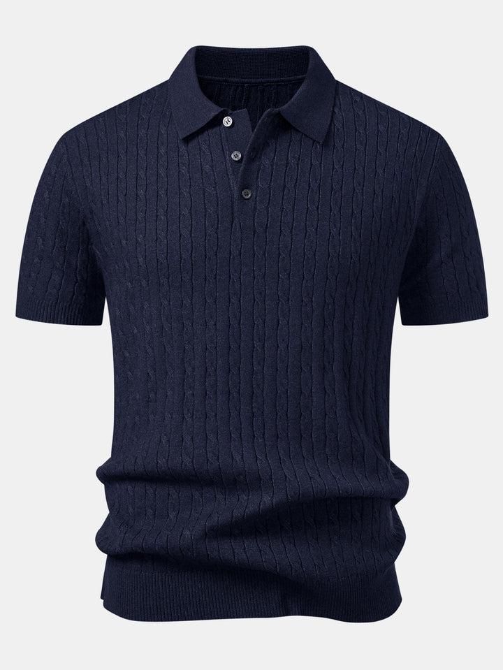 Twisted Jacquard Knit Polo & Slim Fit Tapered Trousers