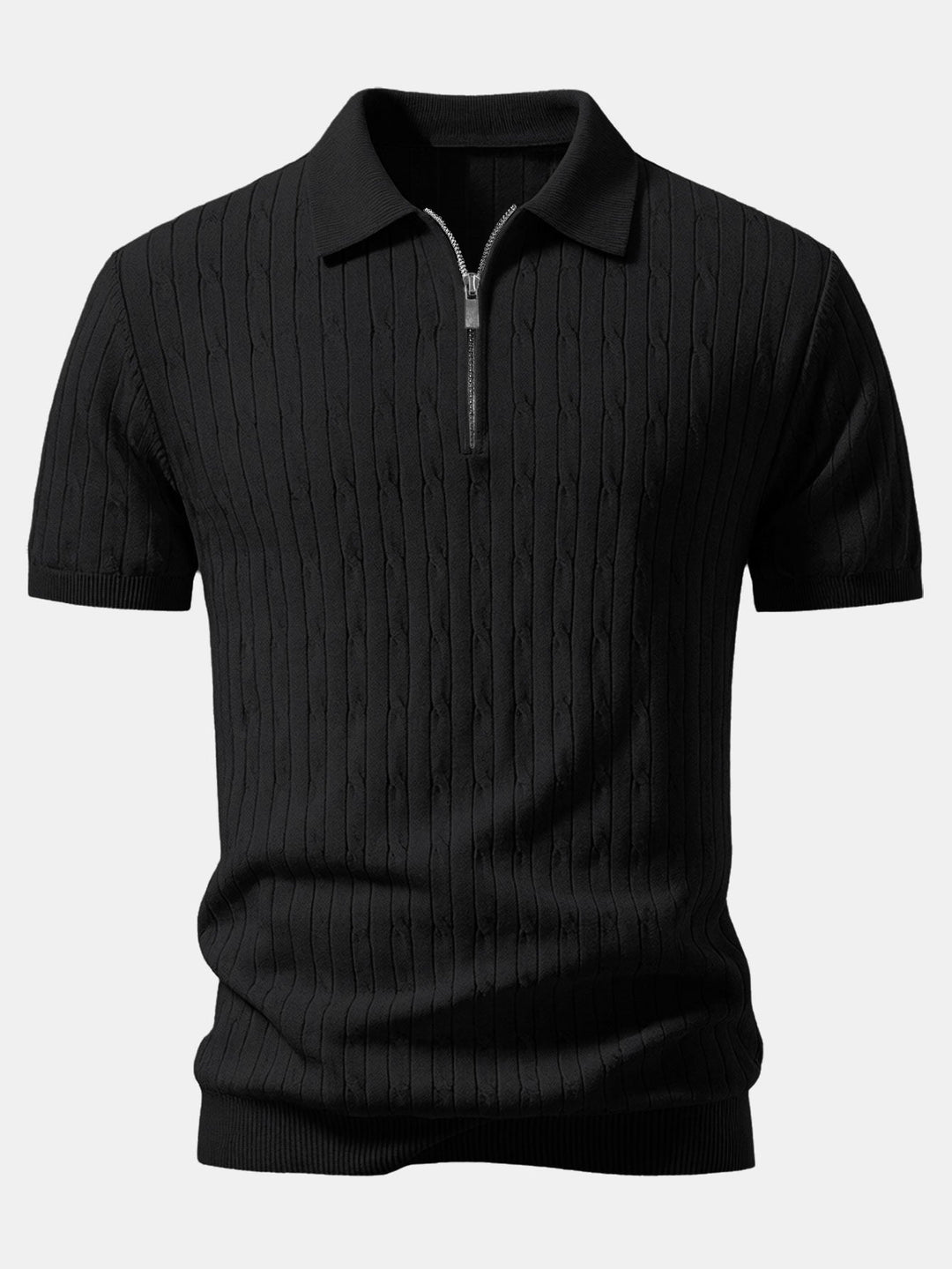Twisted Jacquard Zipper Knit Polo