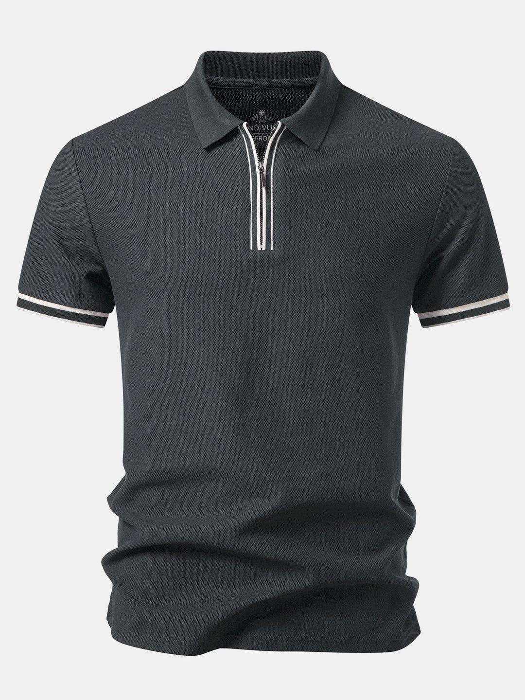 Contrast Trim Zipper Polo