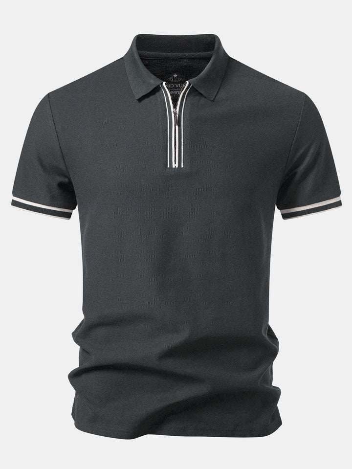 Contrast Trim Zipper Polo