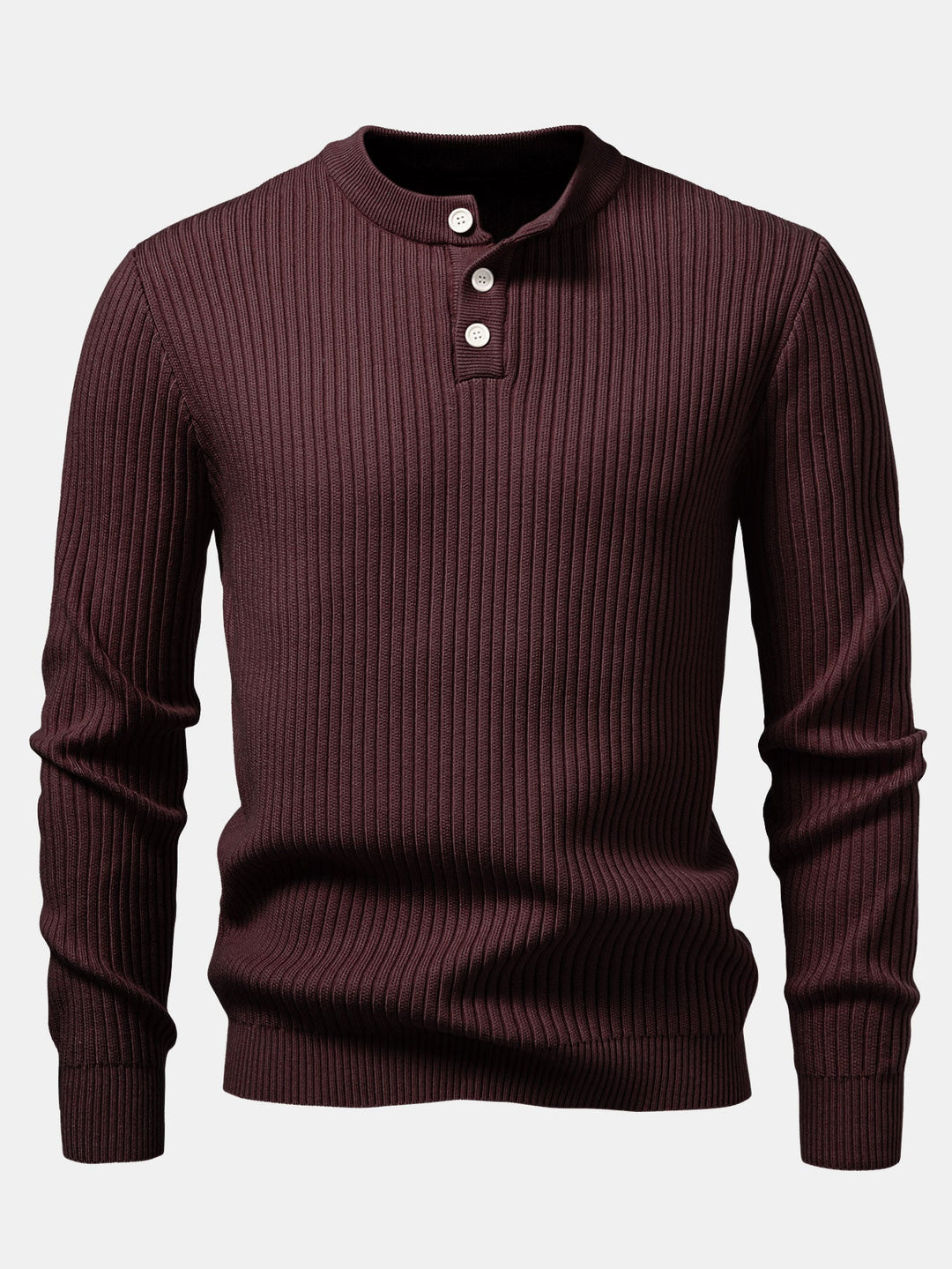 Geribbelde Henley Hals Trui