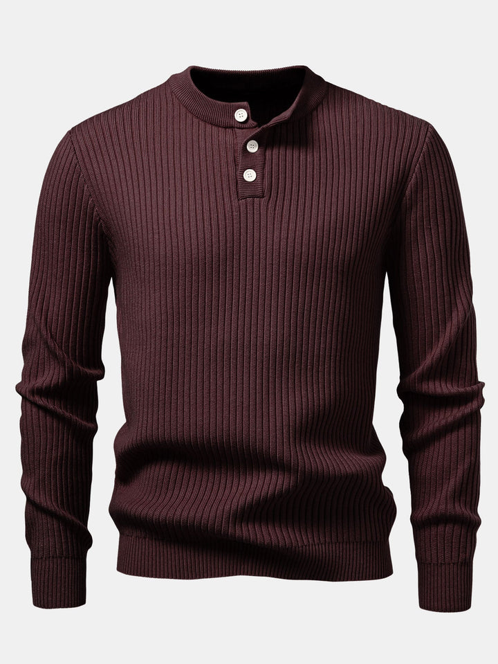 Geribbelde Henley Hals Trui