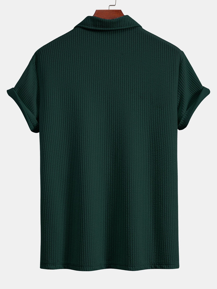 Korte Mouwen V-Hals Ribbel Polo & Rechte Ribbel Broek
