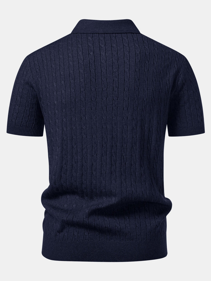 Twisted Jacquard Knit Polo & Slim Fit Tapered Trousers