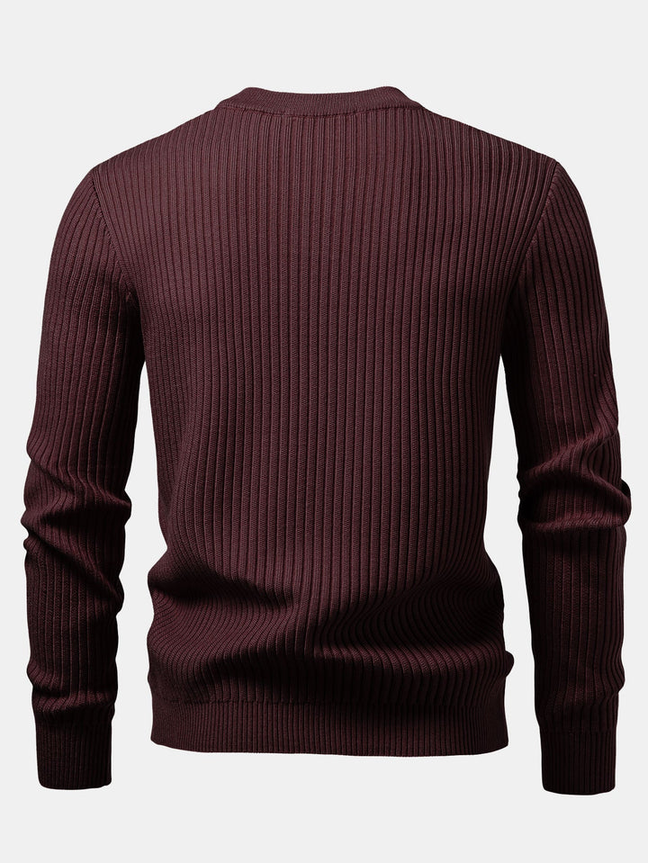 Geribbelde Henley Hals Trui