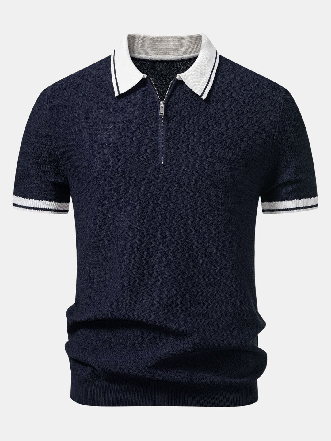 Contrast Zipper Knit Polo