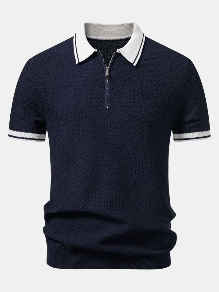 Contrast Zipper Knit Polo
