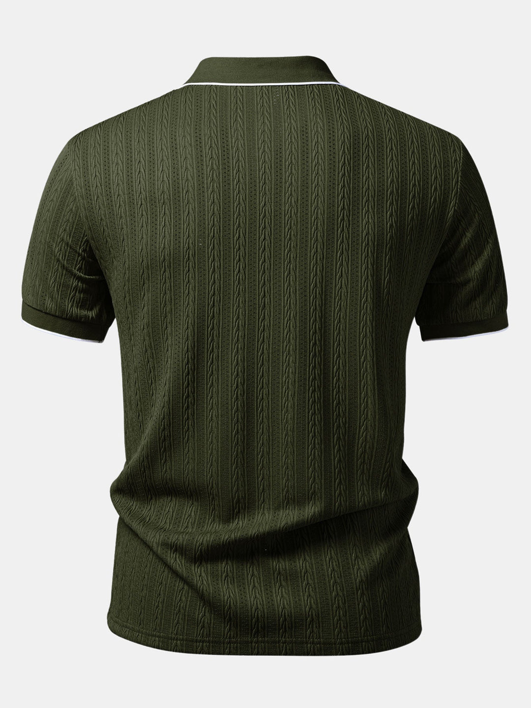 Geometric Jacquard Johnny Collar Polo & Slim Fit Tapered Trousers