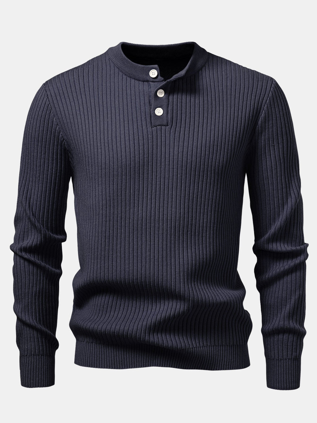 Geribbelde Henley Hals Trui