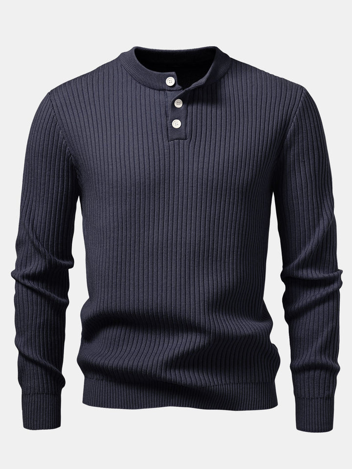 Geribbelde Henley Hals Trui