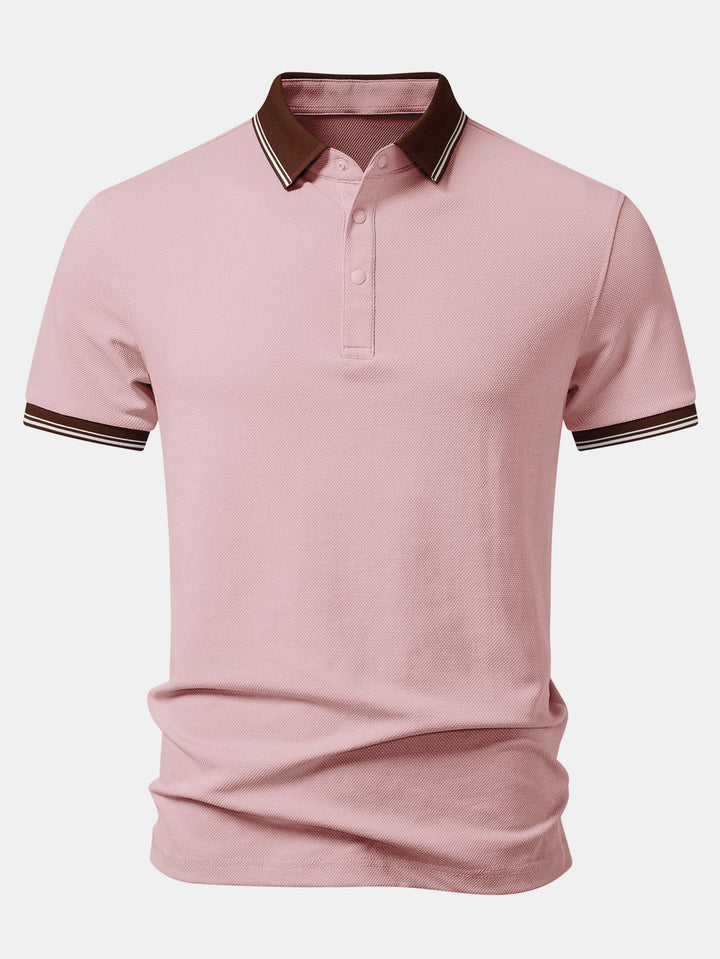 Contrast Trim Textured Polo
