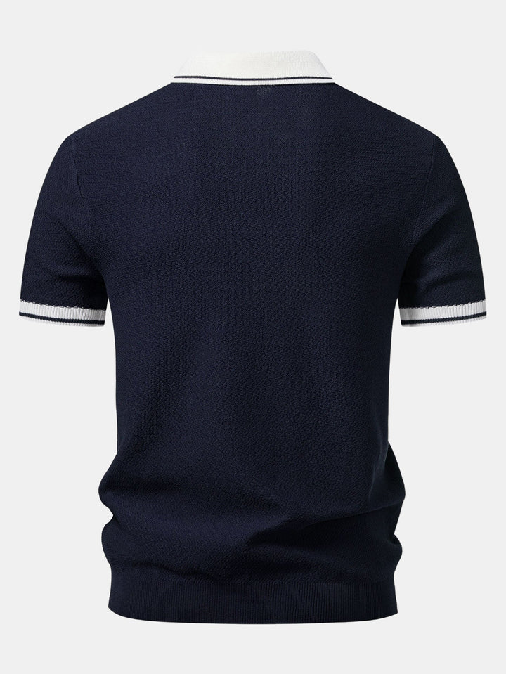 Contrast Zipper Knit Polo