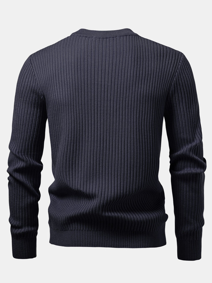 Geribbelde Henley Hals Trui