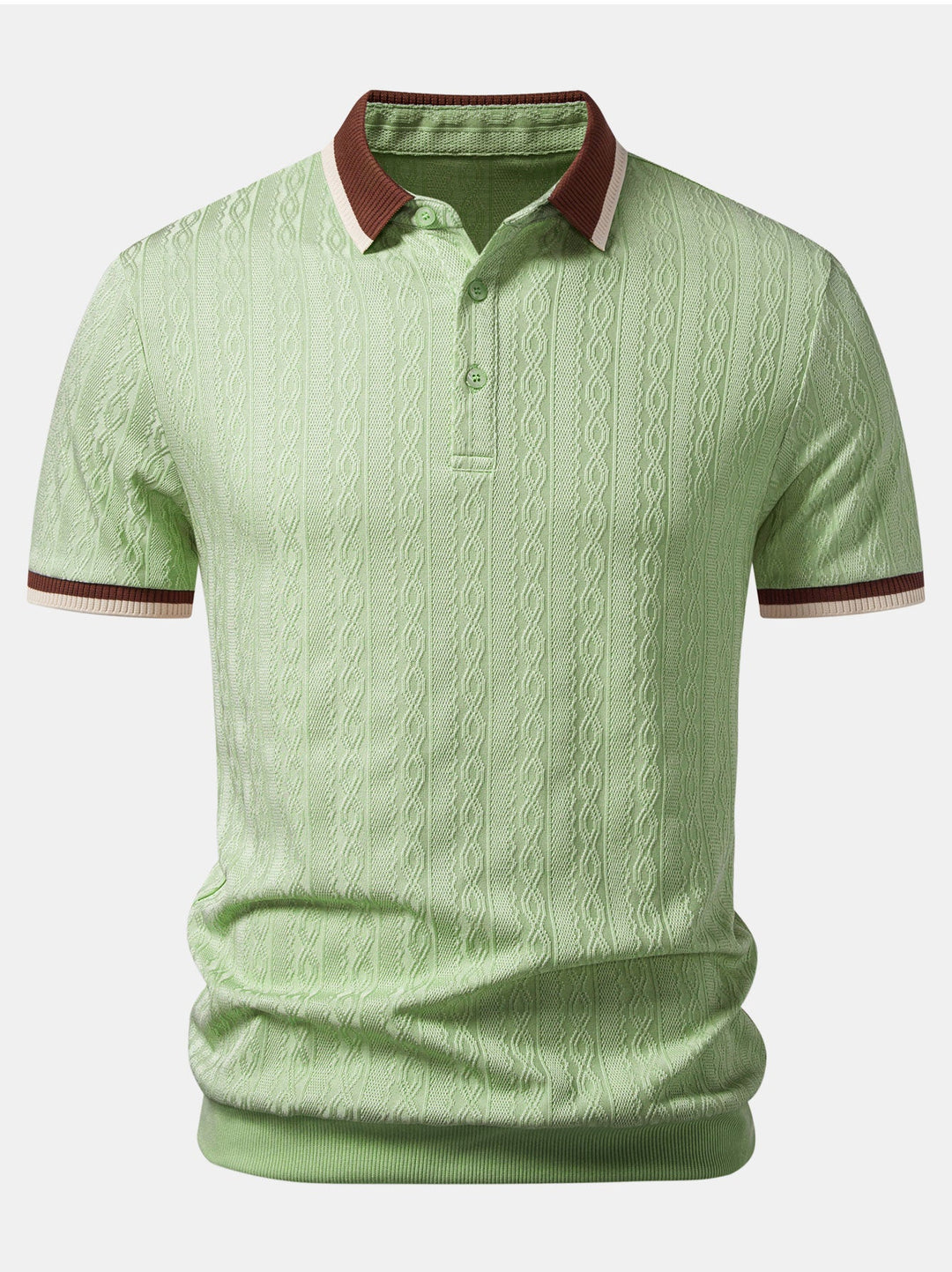 Contrast Trim Textured Knit Polo