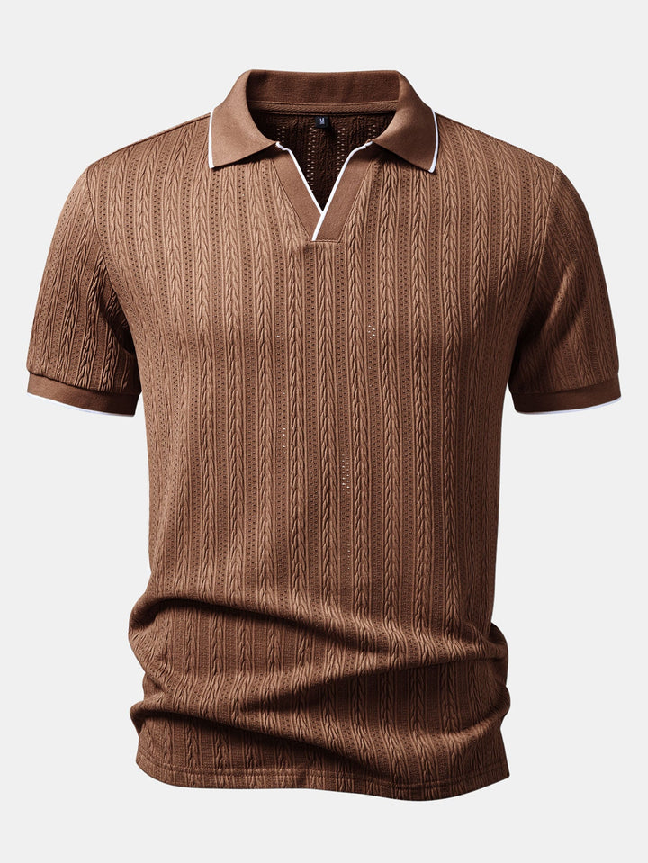 Geometric Jacquard Johnny Collar Polo