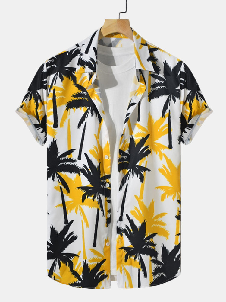 Palmboomprint Overhemd met Knopen & Zwemshorts