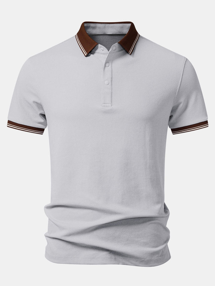 Contrast Trim Textured Polo