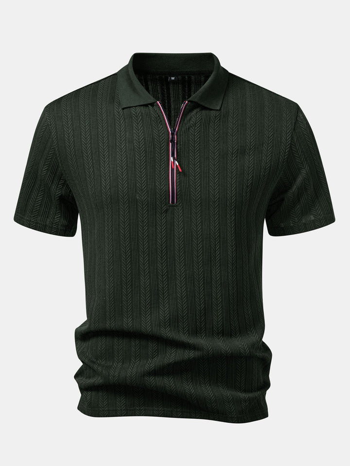 Textured Zipper Polo