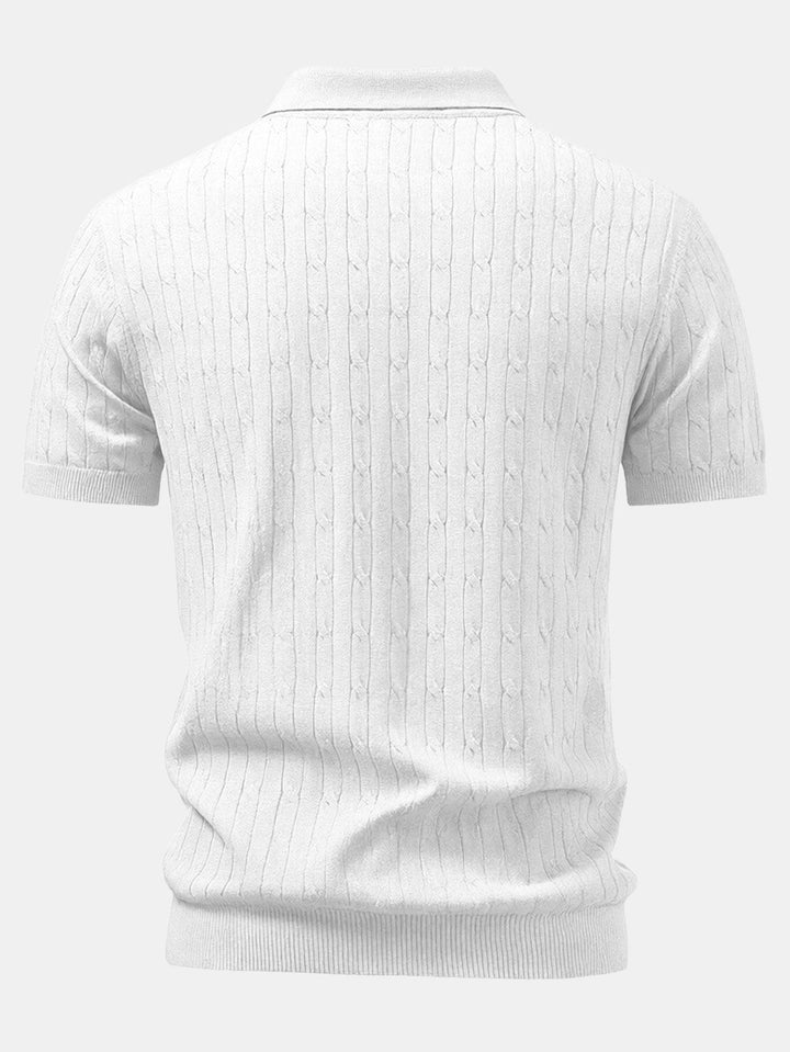 Twisted Jacquard Zipper Knit Polo & Slim Fit Tapered Trousers