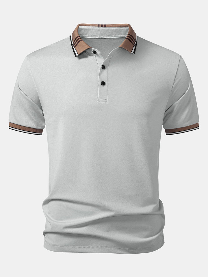 Contrast Striped Collar Polo