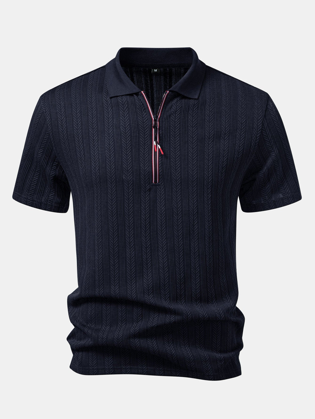 Textured Zipper Polo