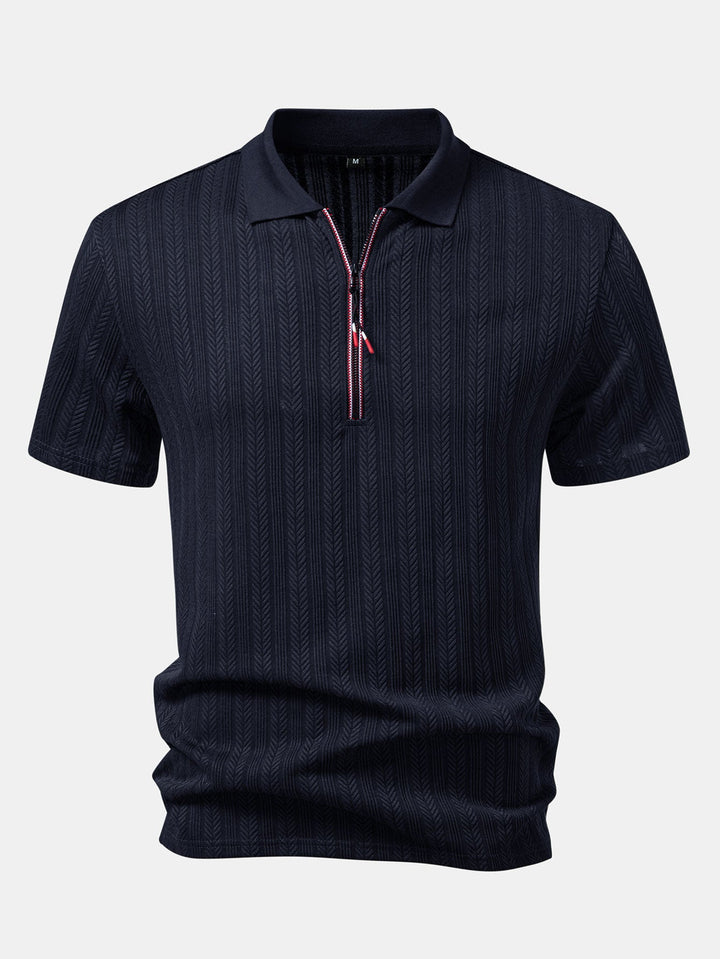 Textured Zipper Polo