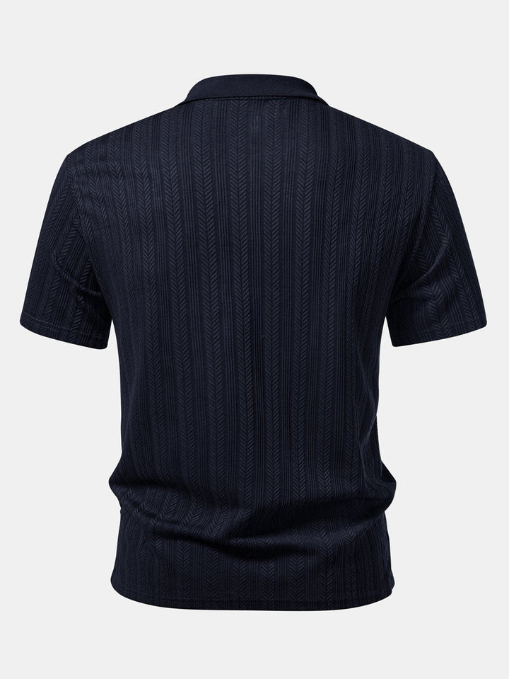Textured Zipper Polo