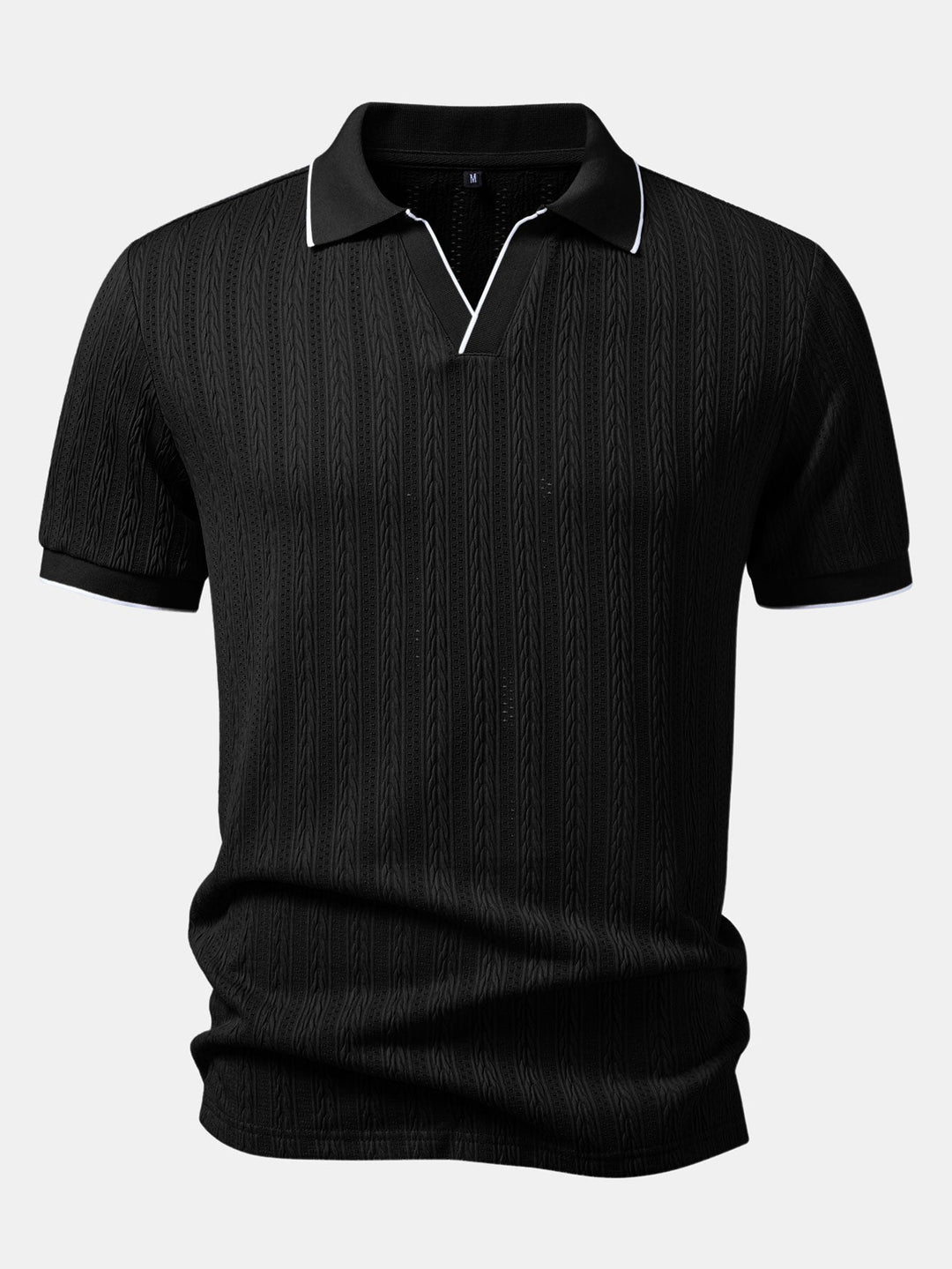 Geometric Jacquard Johnny Collar Polo & Slim Fit Tapered Trousers