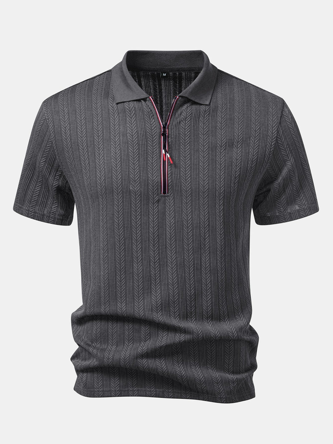 Textured Zipper Polo