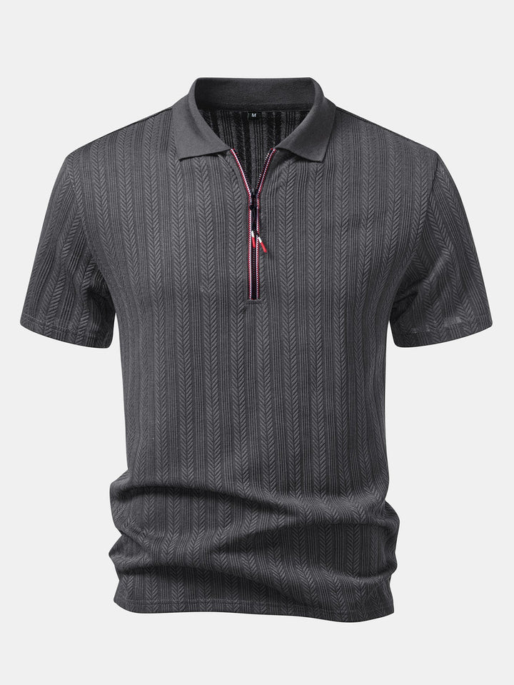 Textured Zipper Polo