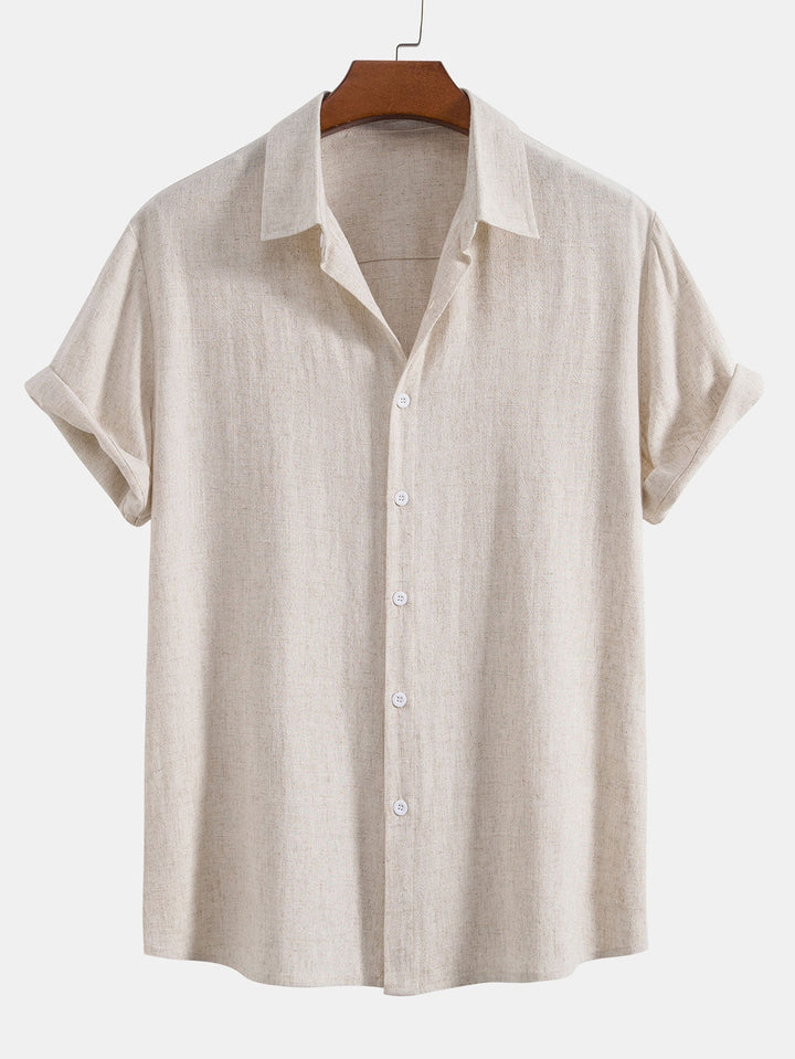 Linnen Rayon Mix Knop-Up Shirt & Linnen Katoen Mix 11" Shorts