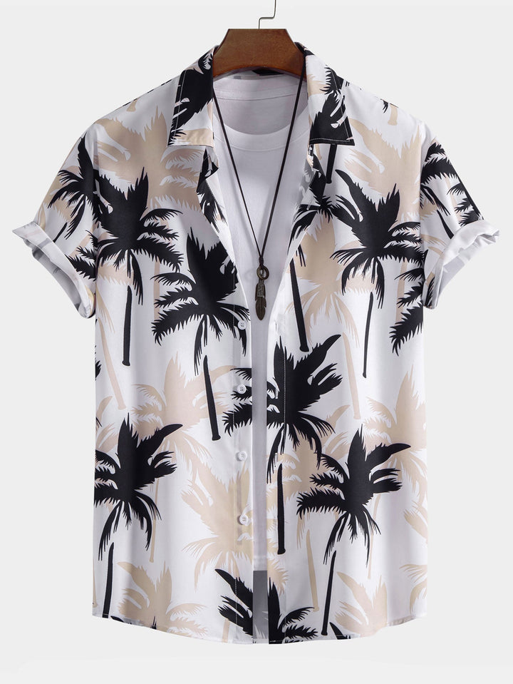 Palmboomprint Overhemd met Knopen & Zwemshorts