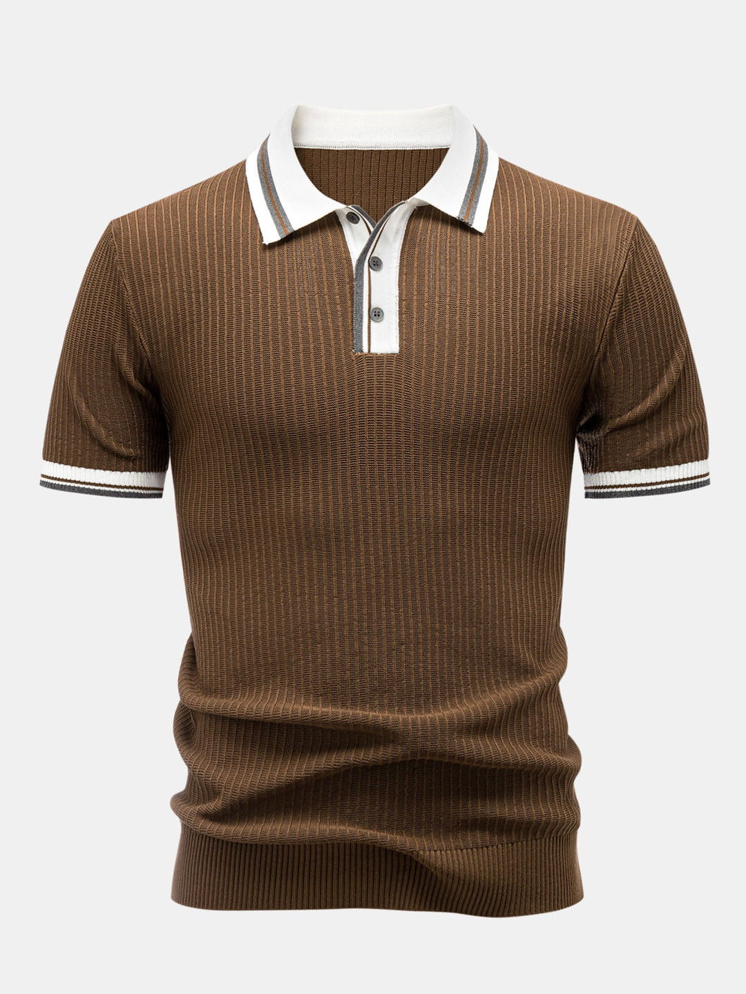 Contrast Trim Knit Polo Shirt & Slim Fit Tapered Trousers