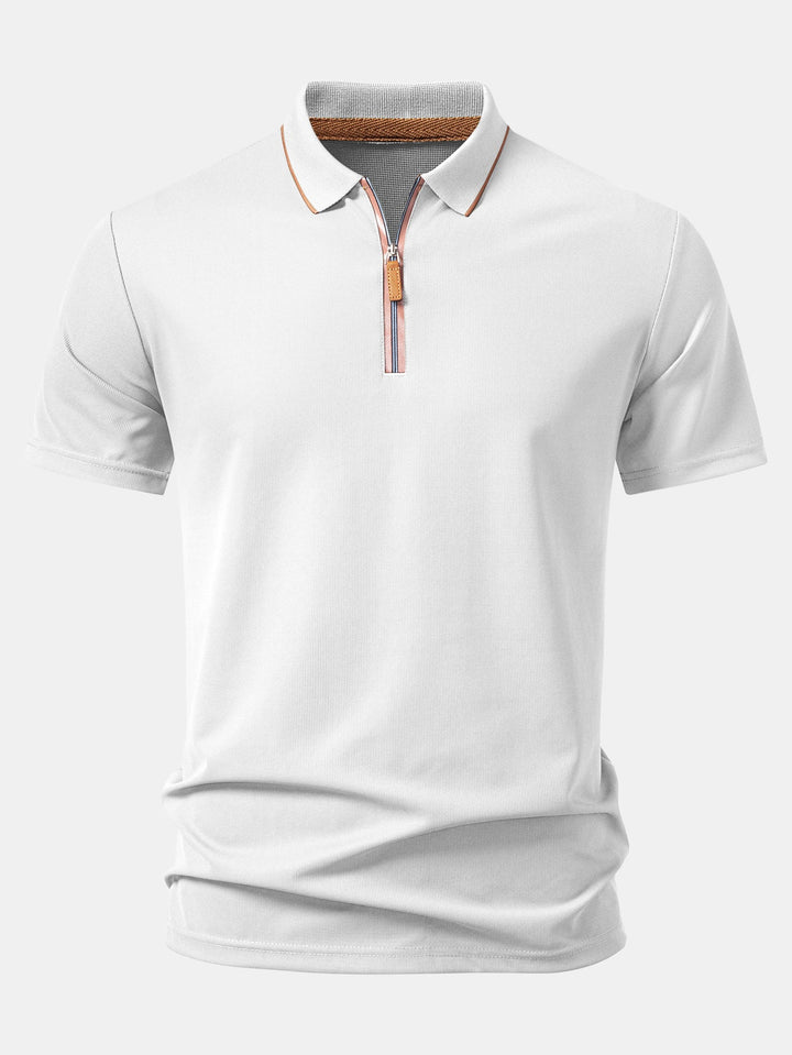 Textured Zipper Polo