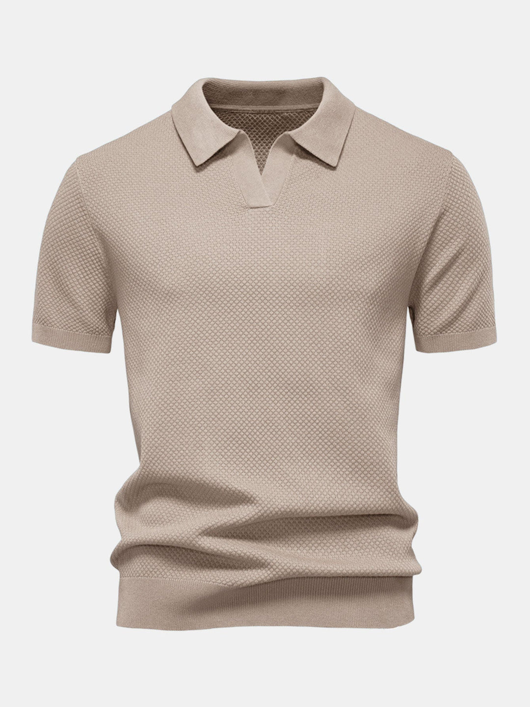 Ananasstructuur Gebreid V-hals Polo Shirt
