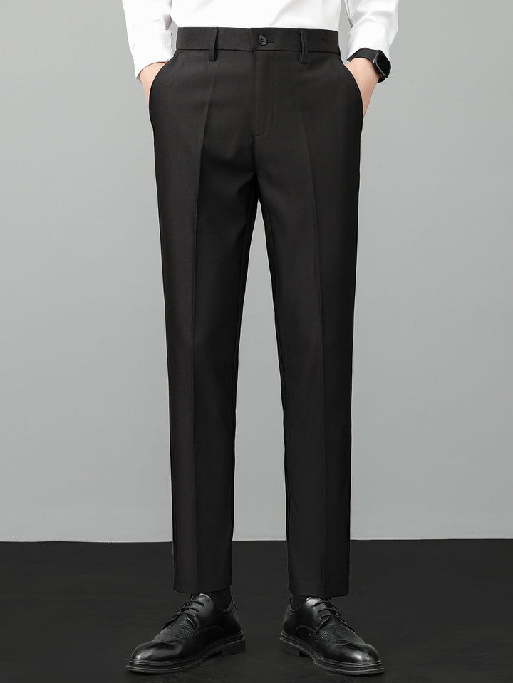 Contrast Waffle Zipper Knit Polo & Slim Fit Tapered Trousers