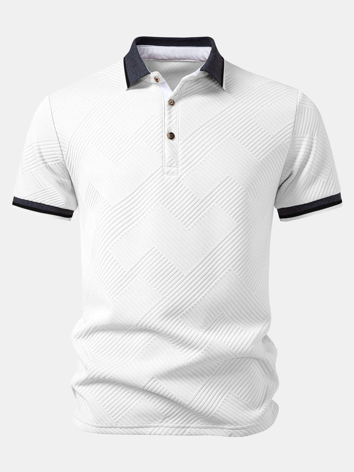 Contrast Trim Stripe Jacquard Polo