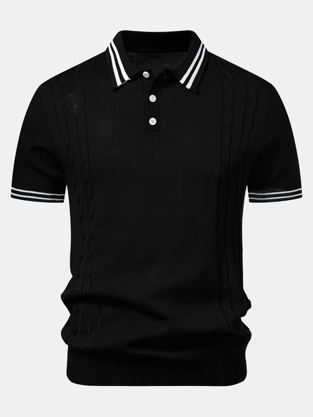 Contrast Trim Twisted Jacquard Knit Polo