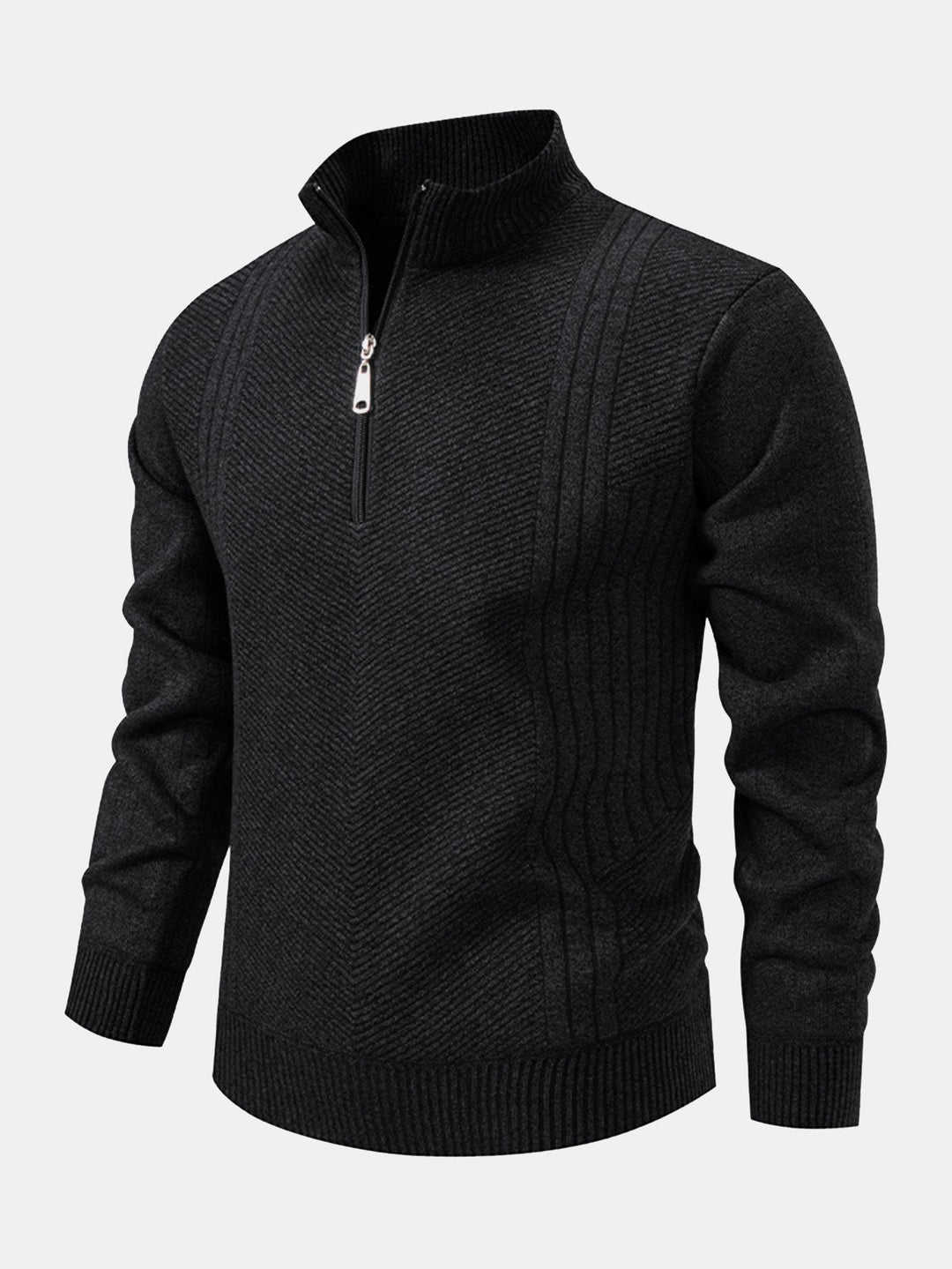 Stripe trui met kwart rits